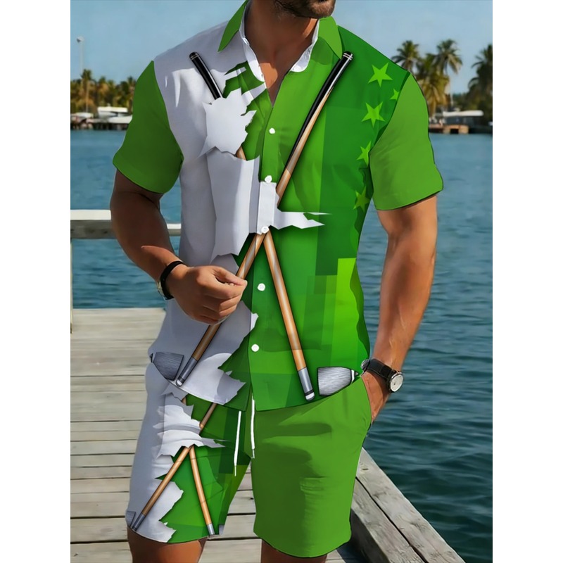 Golf Clubs - Conjunto Masculino Leve Casual Verde e